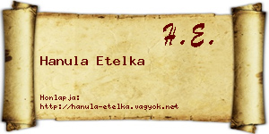 Hanula Etelka névjegykártya